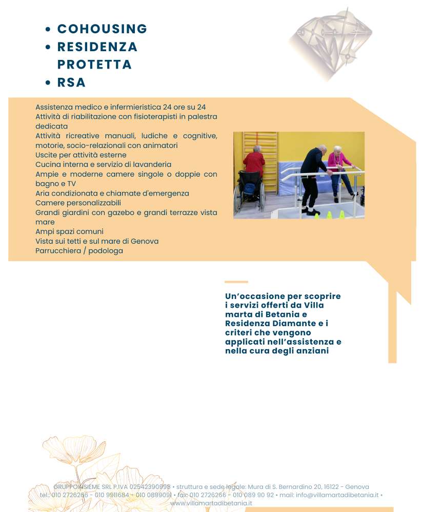 10 maggio: OPEN DAY a Villa Marta di Betania e Residenza Diamante