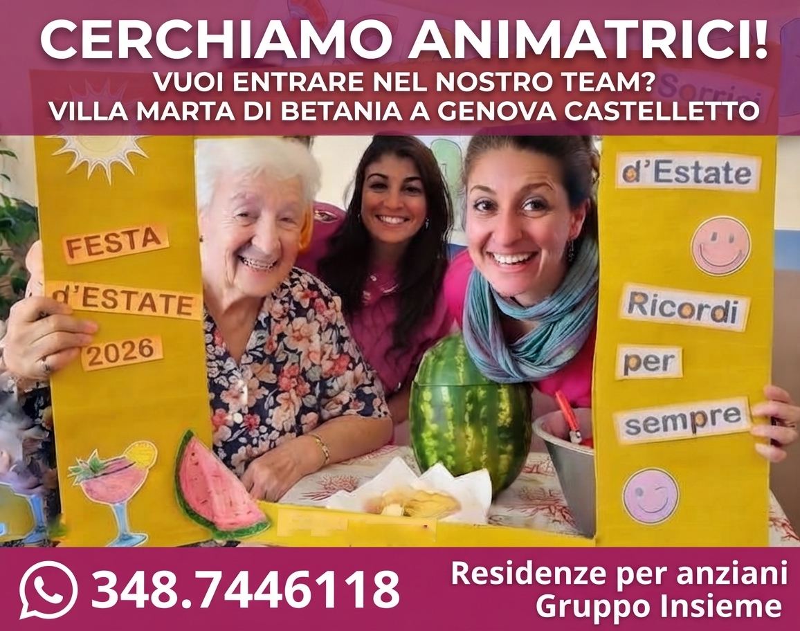 OFFERTA LAVORO GENOVA: Animatrice per Residenza per anziani